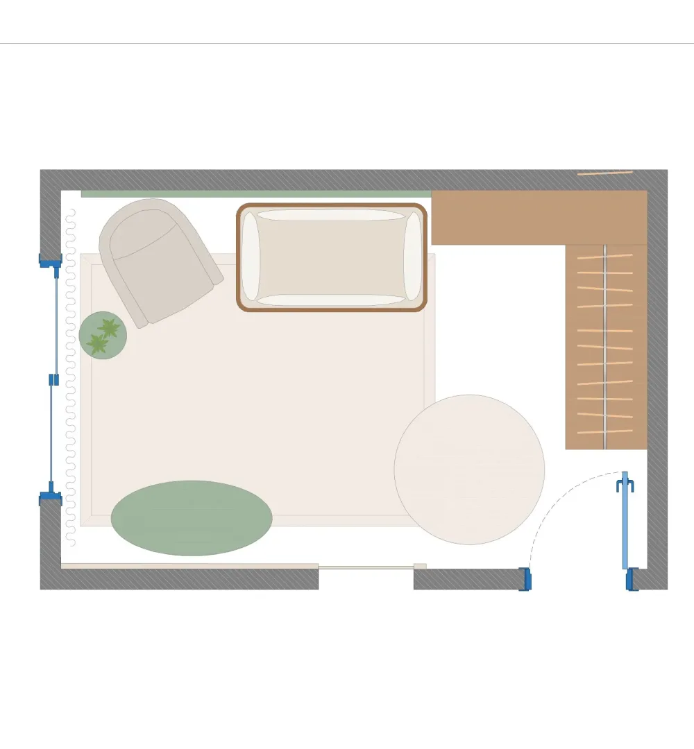 Planta humanizada de projeto de quarto de bebê · ARQYA Projetos