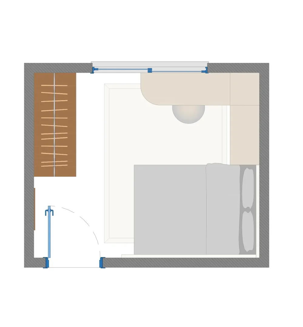 Planta humanizada de projeto de quarto de menina · ARQYA Projetos