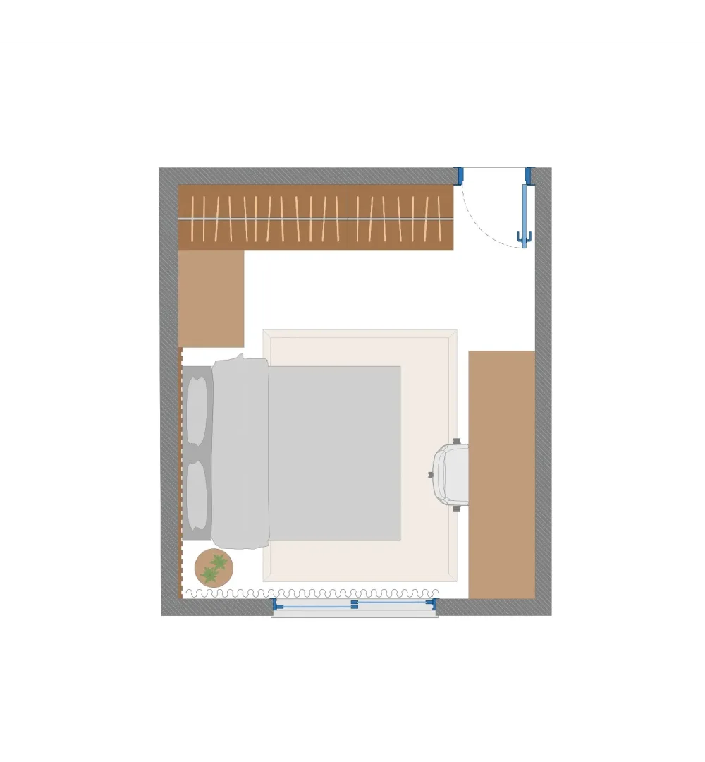 Planta humanizada de projeto de quarto jovem · ARQYA Projetos