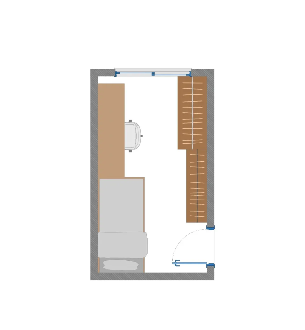 Planta humanizada de projeto de quarto jovem · ARQYA Projetos